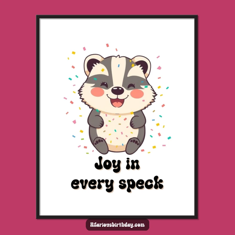 Funny Badger Confetti Digital Art: Happy Animal Download, Perfect Funny Gift!