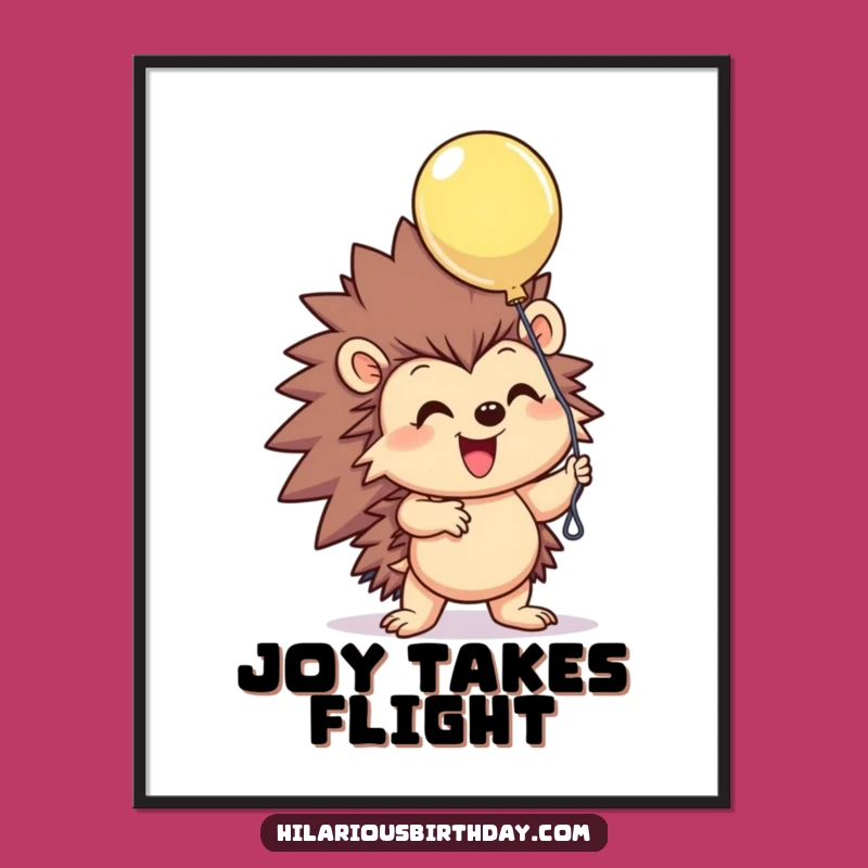 Funny Hedgehog Balloon Digital Print: Instant Happy Art, Perfect for Framing, A Funny Gift