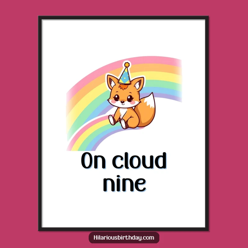 Funny Fox Rainbow Slide Digital Print: Kawaii Journey, Instant Cheer!