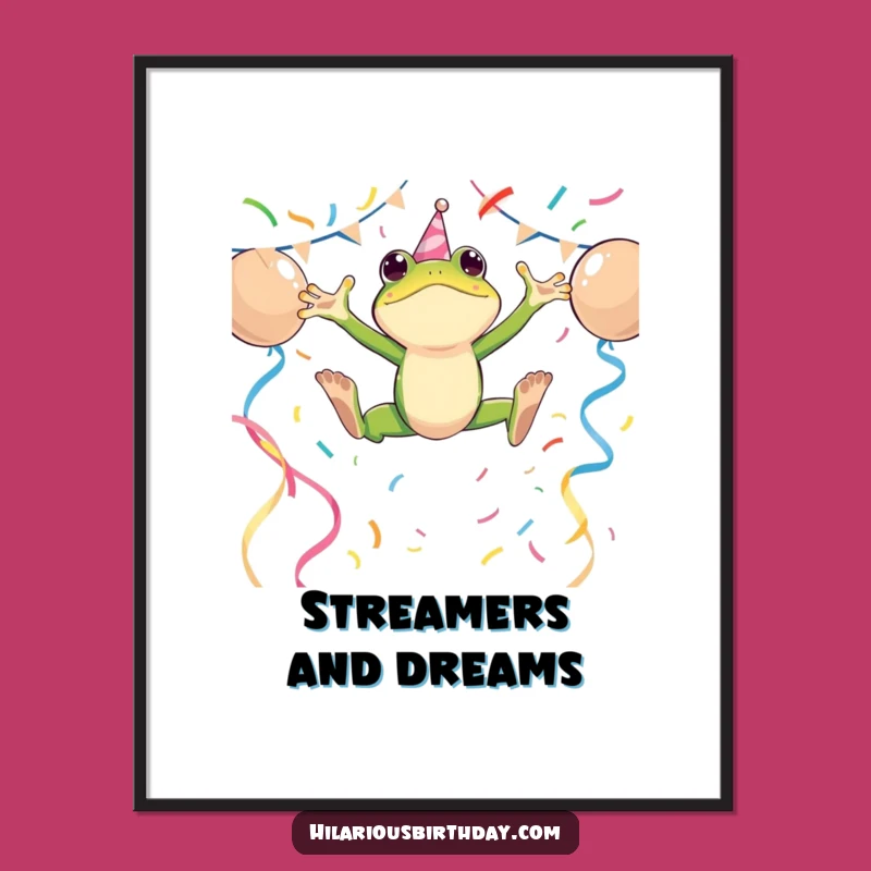 Funny Frog Streamer Digital Art - Energetic Printable for Festive Decor