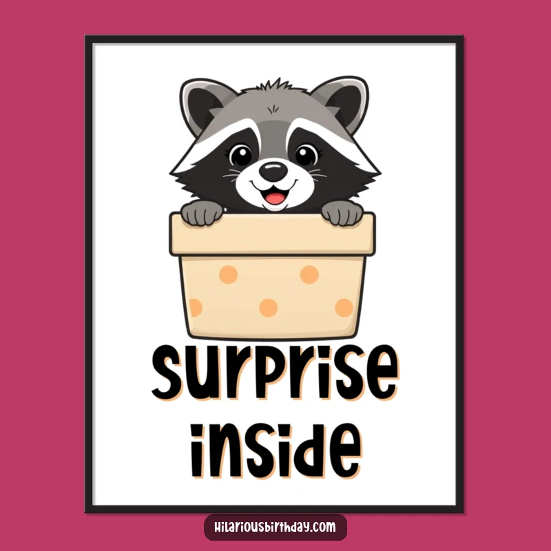 Funny Raccoon Gift Box Digital Art: Instant Downloadable Humor, Perfect Funny Gift!