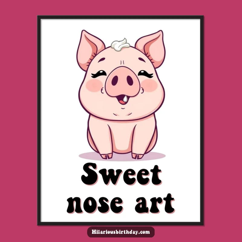 Funny Kawaii Pig Frosting Digital Print - Instant Sweet Art Gift