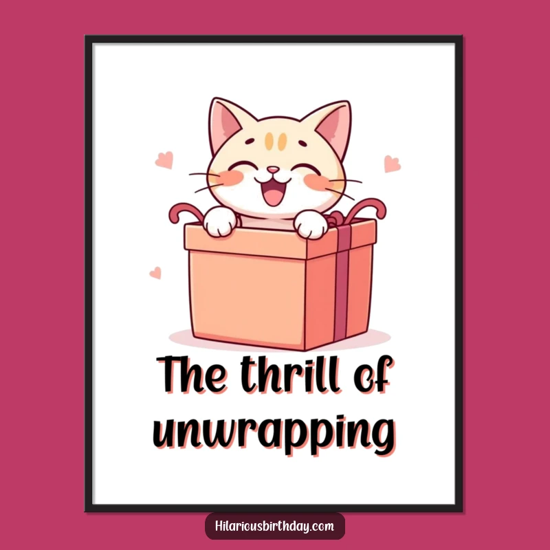 Funny Cat Gift Digital Art: Eager Kitty Printable, Instant Humorous Present