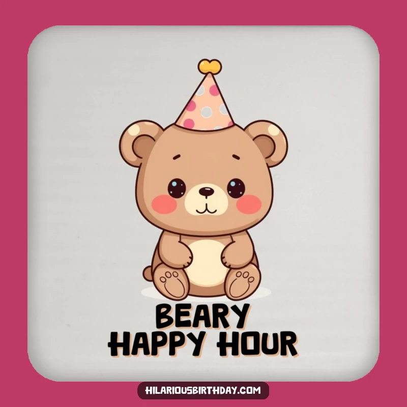 Funny Bear Party Coasters: Cute Festive Gift Set for Protecting Surfaces