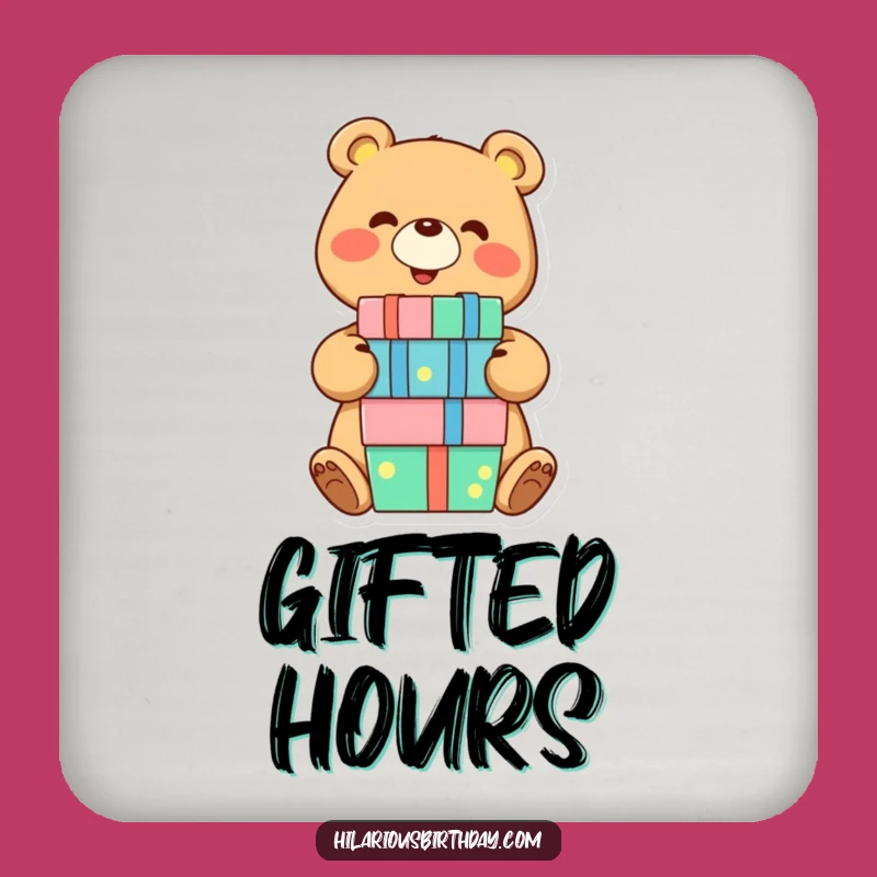 Funny Bear Balancing Presents Drink Coaster: Joyful Protection for Surfaces