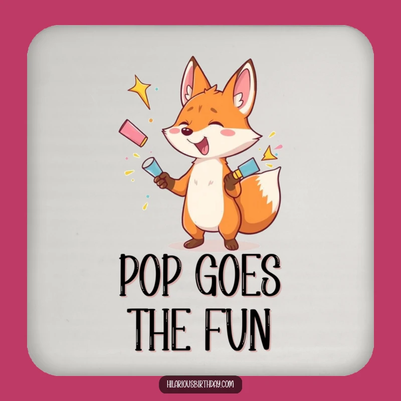 Funny Coaster Set: Fox Popper Juggler Humor, Protect Surfaces Gift