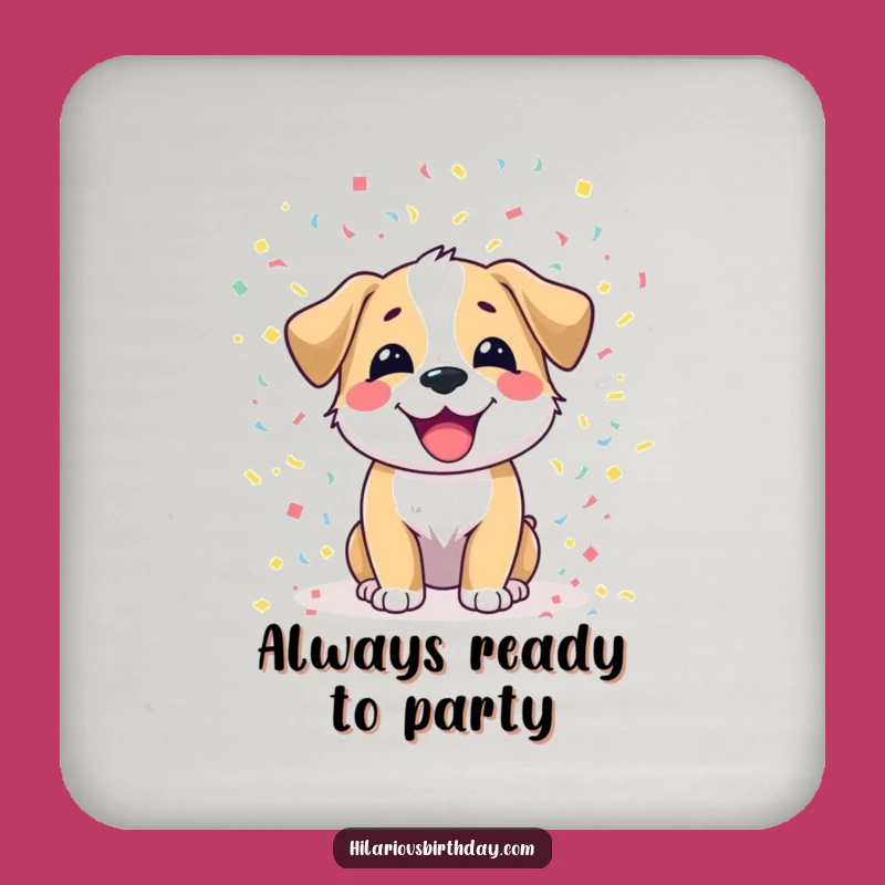 Funny Dog Confetti Drink Coaster: Joyful Pup Table Protector, Humorous Gift