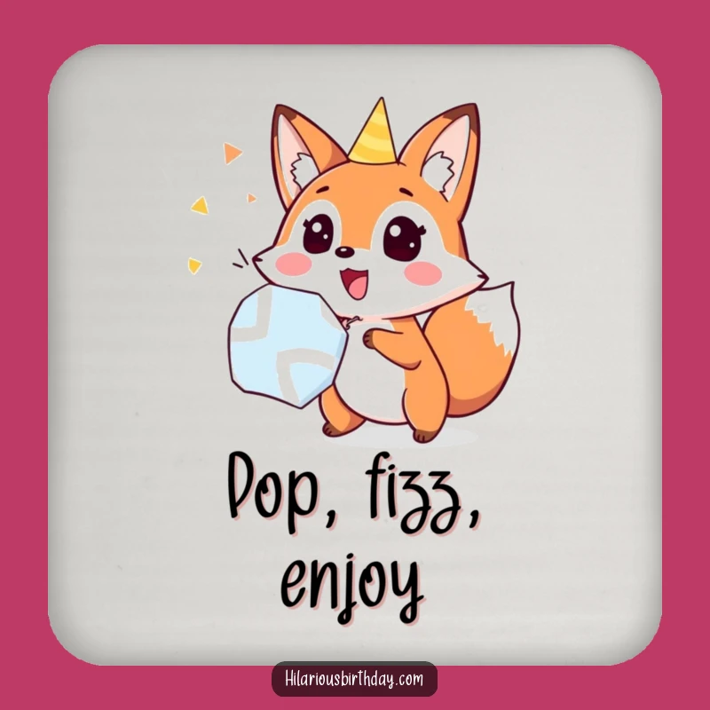 Funny Fox Party Popper Coaster: Surprise Protection for a Hilarious Gift