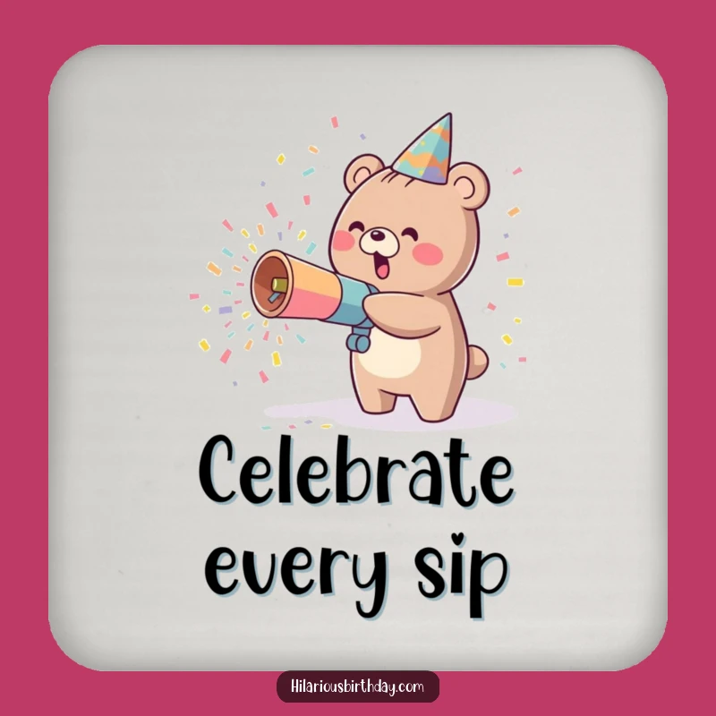 Funny Kawaii Bear Party Coaster: Protect Surfaces with Fun!