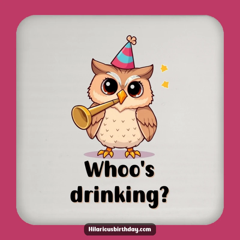 Funny Owl Party Trumpet Coaster: Protect Surfaces with Festive Flair