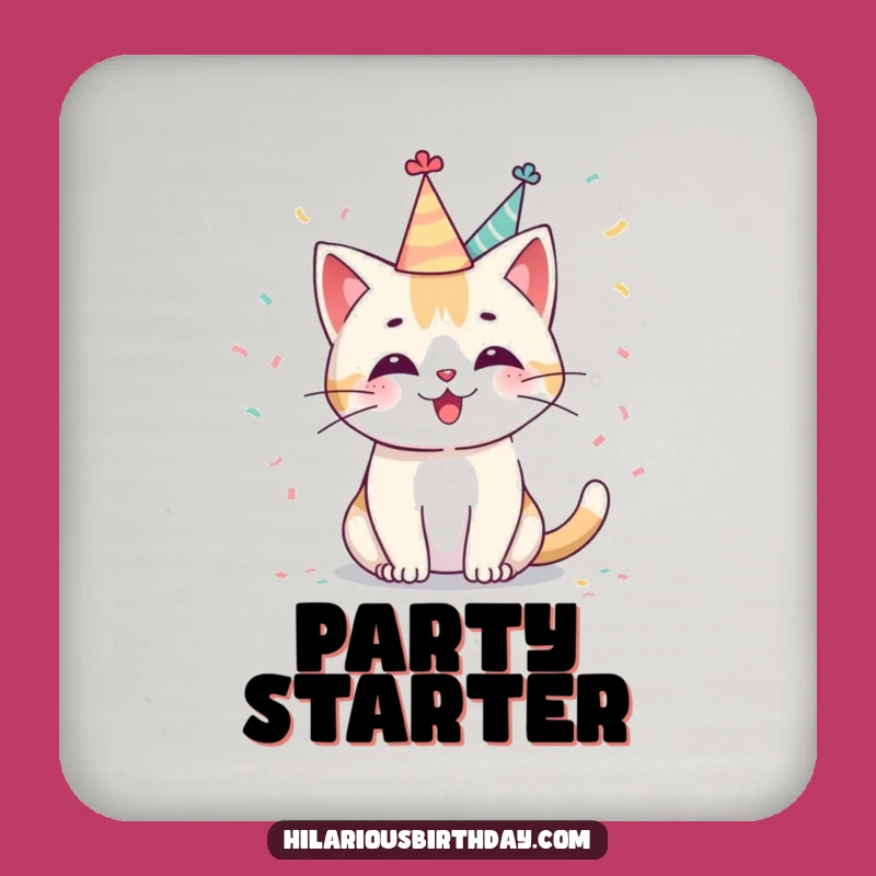 Funny Kawaii Cat Party Drink Coaster: Cute & Cheerful Protection
