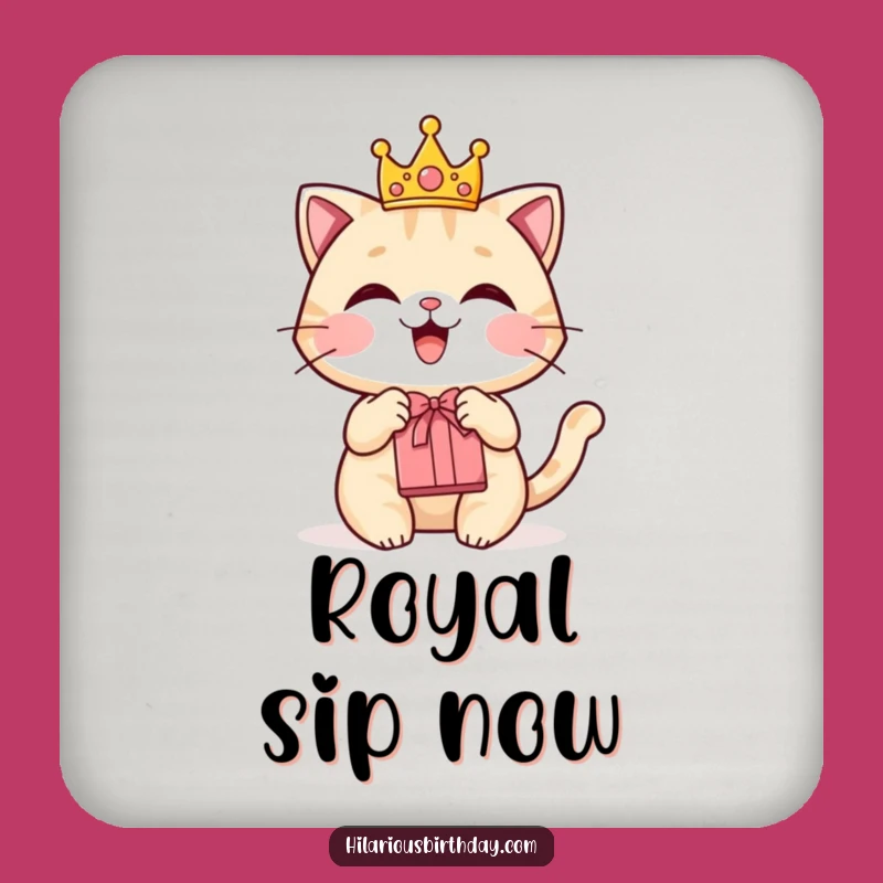 Funny Cat Crown Gift Coaster: Protect Surfaces with Royal Elegance