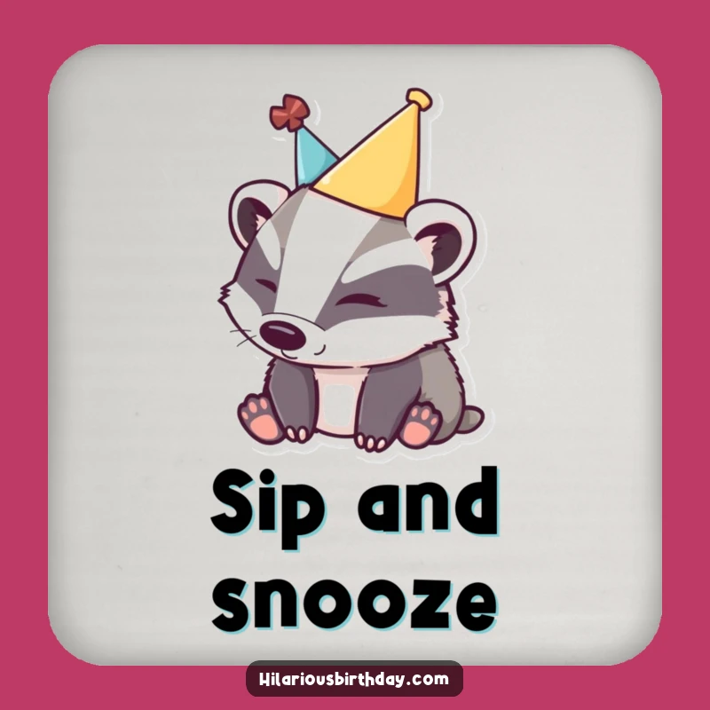 Funny Sleepy Badger Coaster: Protect Surfaces with Calm - Gift Set