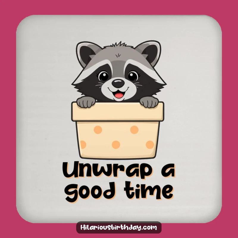 Funny Raccoon Gift Box Coasters: Protect Surfaces with Cute Humor, A Great Funny Gift!