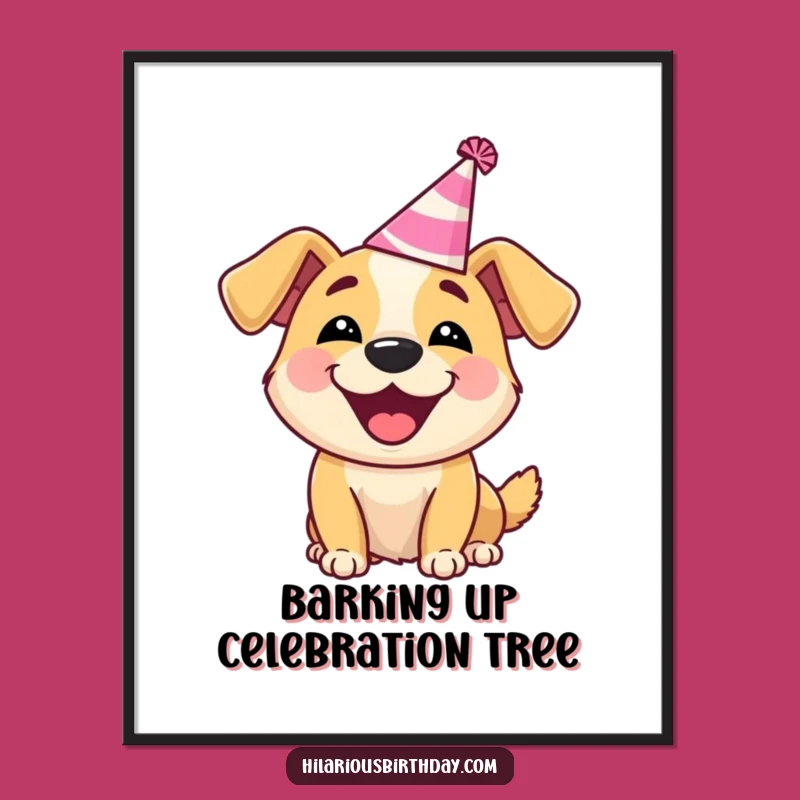 Funny Dog Party Hat Poster: Bring Joyful Barks to Your Wall Art