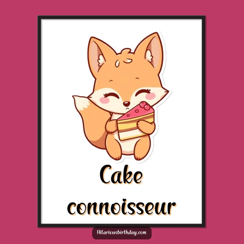 Funny Winking Fox Poster: Cake and Cunning for Wall Art, a Great Gift