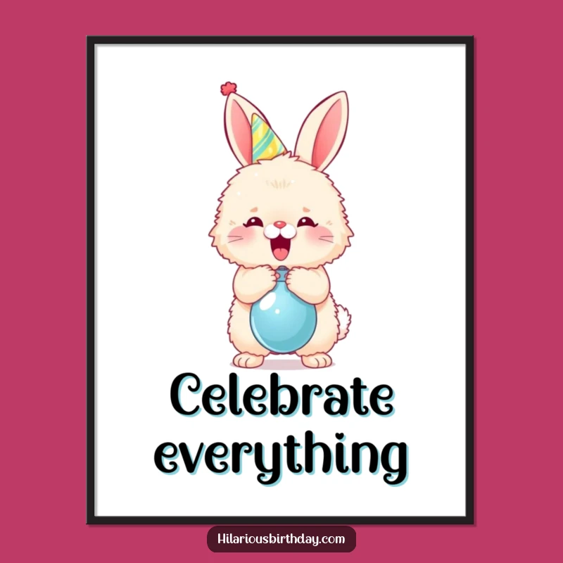 Funny Bunny Party Poster - Festive Wall Art, Cool Gift