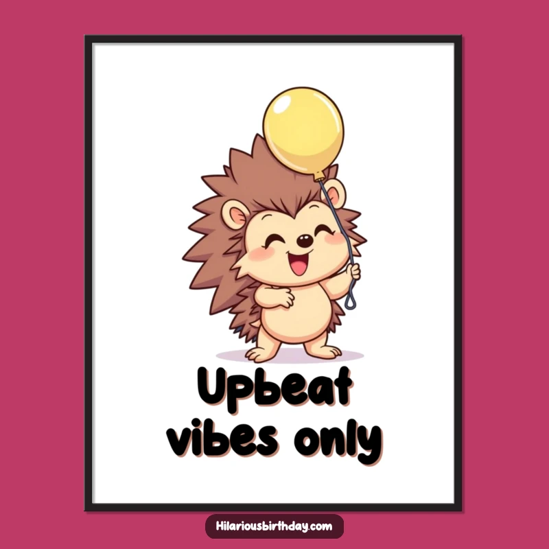 Funny Hedgehog Balloon Poster: Whimsical Wall Art, Spreads Joy, Perfect Funny Gift