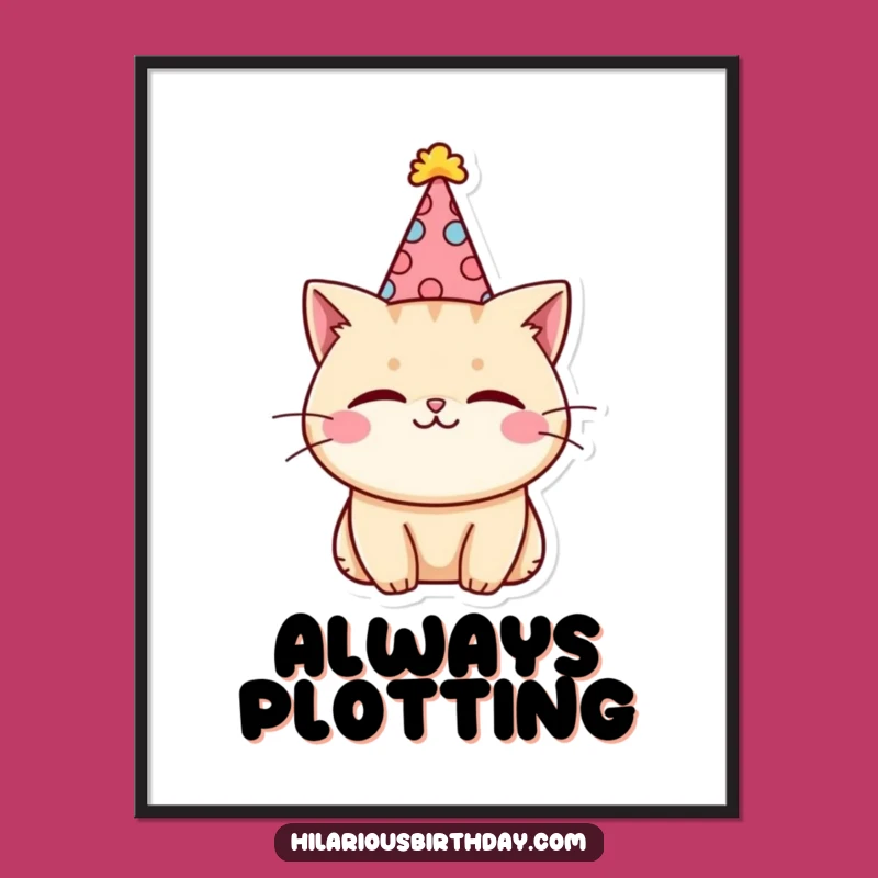 Funny Kawaii Cat Party Hat Poster: Decorate with Charm!
