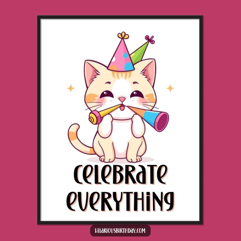 Funny Kawaii Cat Poster: Party Vibes!, A Stellar Funny Gift!