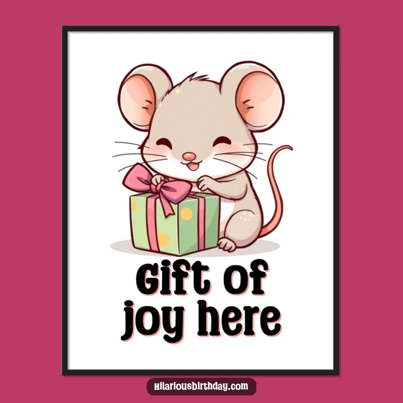 Funny Kawaii Mouse Gift Poster - Joyful Wall Art Gift