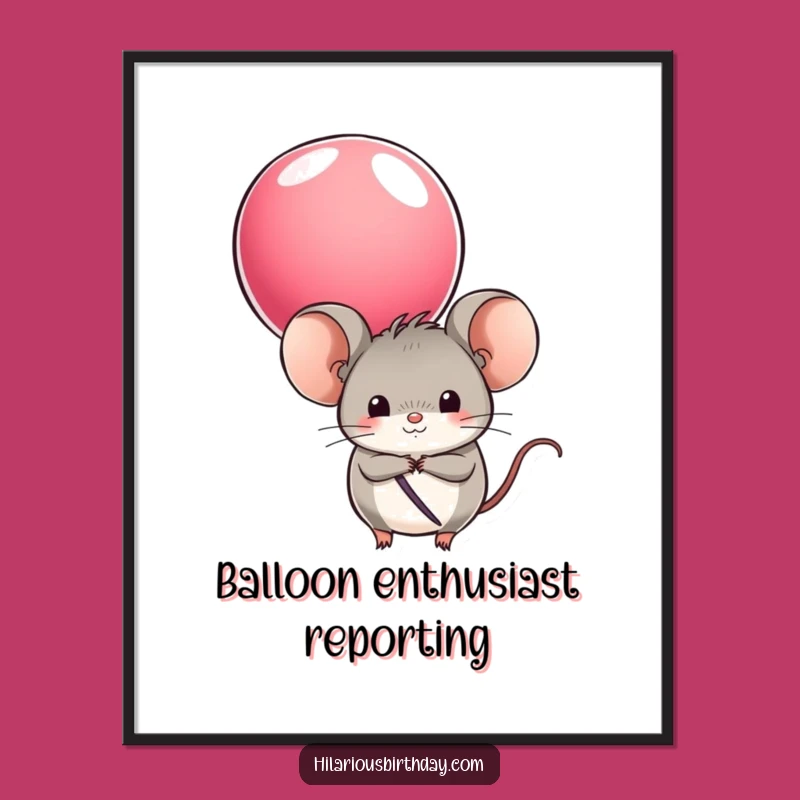 Funny Mouse Balloon Poster - Playful Wall Art for Cheerful Spaces