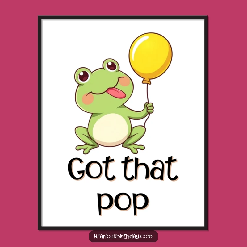 Funny Frog Balloon Pop Poster: Kawaii Art, Lively & Humorous Decor!