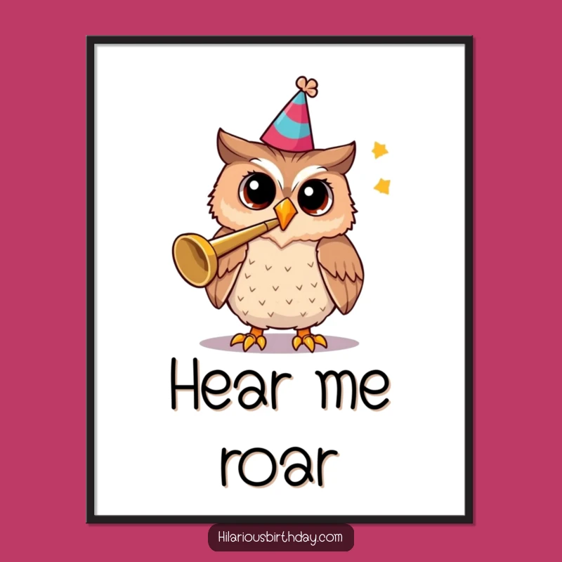 Funny Owl Party Trumpet Poster: Cheerful Art for Celebration Spaces
