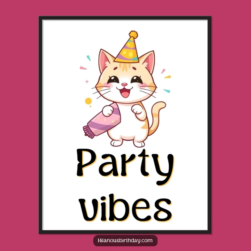 Funny Birthday Cat Poster: Festive Party Popper Art for Your Walls
