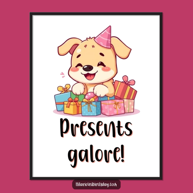 Funny Kawaii Dog Poster: Vibrant Birthday Piles For Wall Art