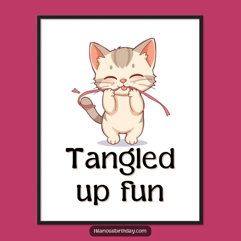 Funny Kitten Streamer Poster - Playful Decor, Cool Gift