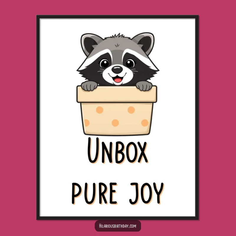 Funny Raccoon Gift Box Poster: Whimsical Wall Art, A Perfect Funny Gift for Any Room!
