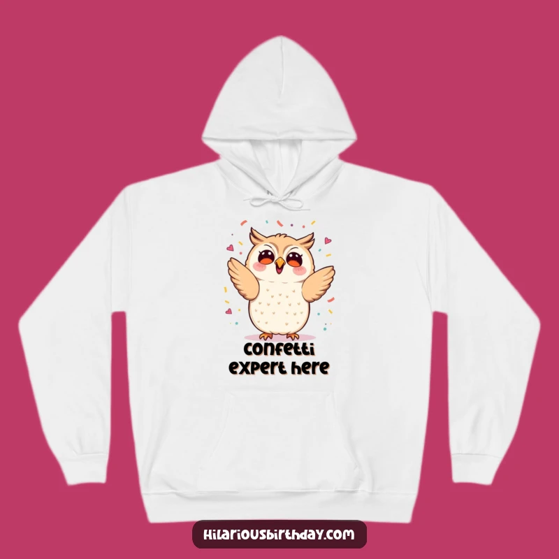 Cozy Funny Kawaii Owl Confetti Hoodie - Warm Party Wear Gift