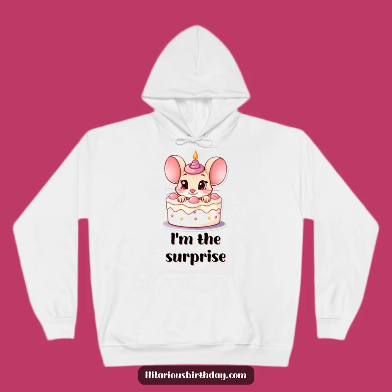 Cozy Funny Mouse Hoodie: Curious Cake Peek - Ideal Gift!