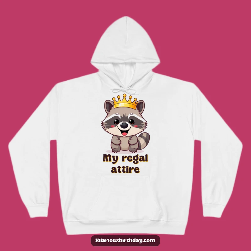 Cozy Funny Raccoon Crown Hoodie: Warm & Regal Character, Your New Favorite Funny Gift