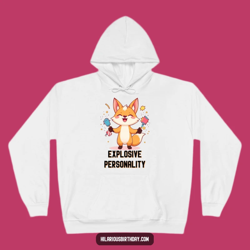 Cozy Funny Fox Popper Hoodie: Warm & Energetic Character, Your New Favorite Funny Gift