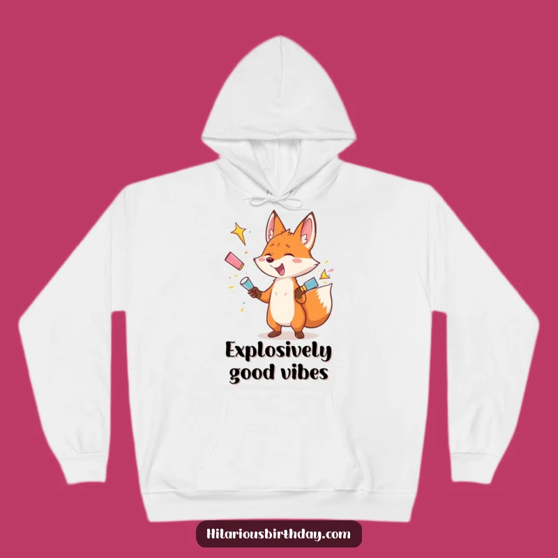 Funny Fox Hoodie: Gleeful Popper Juggler, Cozy Chaotic Party Wear Gift