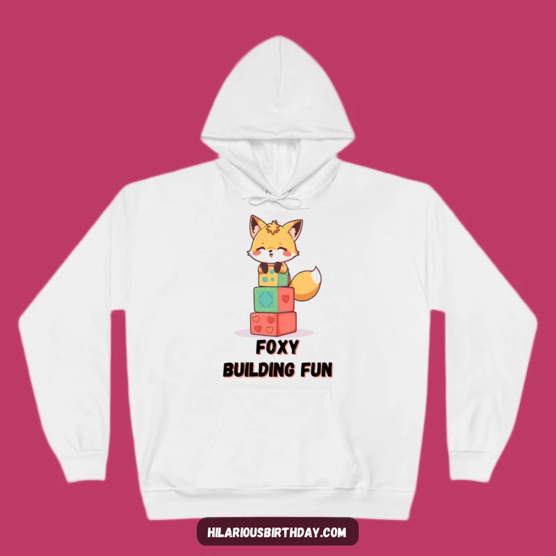 Funny Fox Party Blocks Hoodie: Cozy Up with Playful Giggles