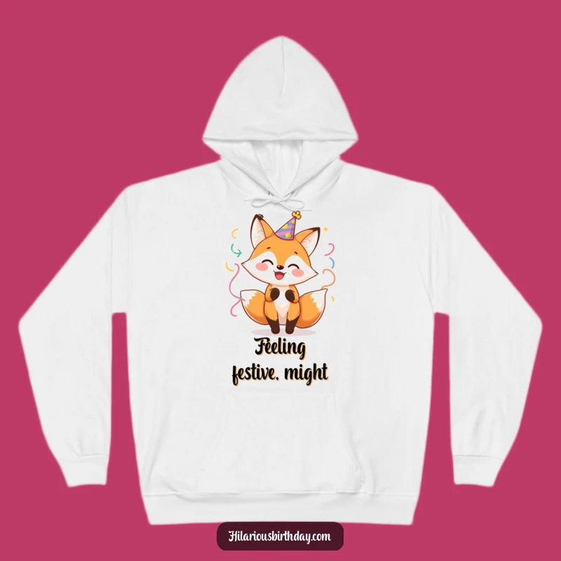 Funny Fox Party Hoodie: Cozy Up with this Cheerful Character's Festive Twirl