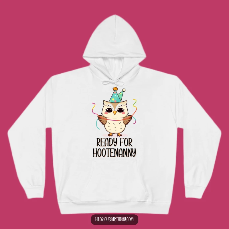 Funny Owl Party Hoodie: Cozy Festive Hat & Streamers for a Hilarious Gift