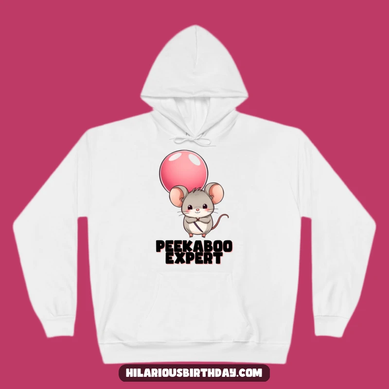 Funny Mouse Balloon Hoodie - Cozy & Playful Hiding Character Sweatshirt Gift