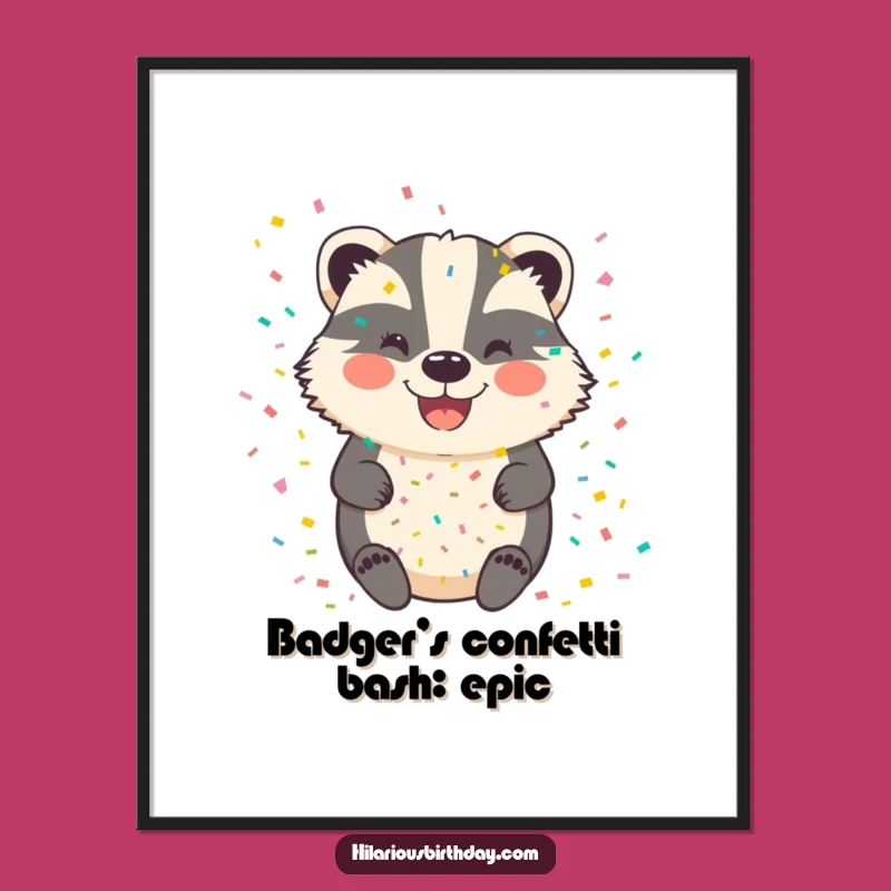 Free Printable Wall Art: Funny Confetti Badger - Humorous Downloadable Art for Laughs