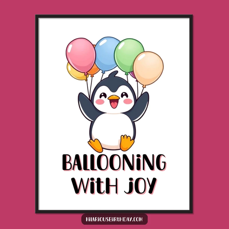 Funny Free Printable Wall Art: Kawaii Penguin Balloon Joy - Hilarious Downloadable Decor
