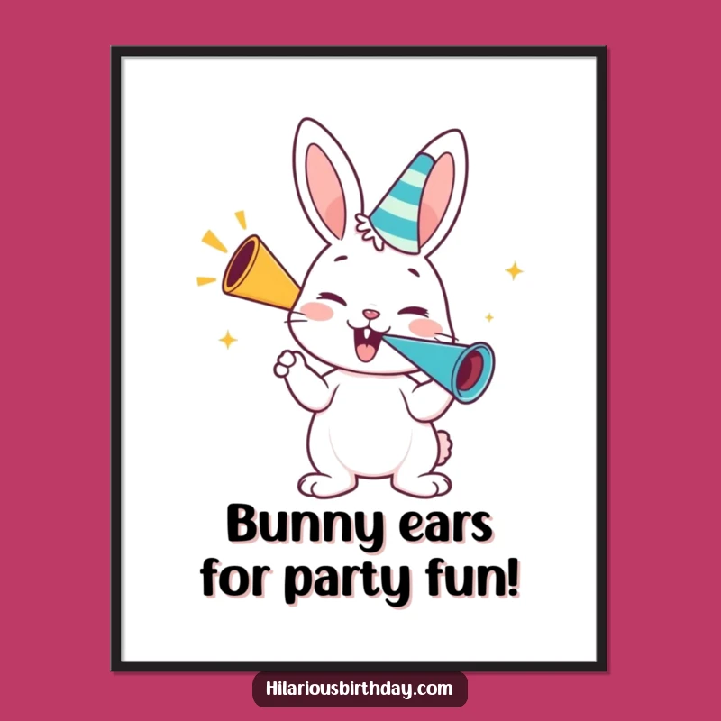 Funny Free Printable Wall Art: Bunny Blowing Horn, Cheerful Downloadable Decor