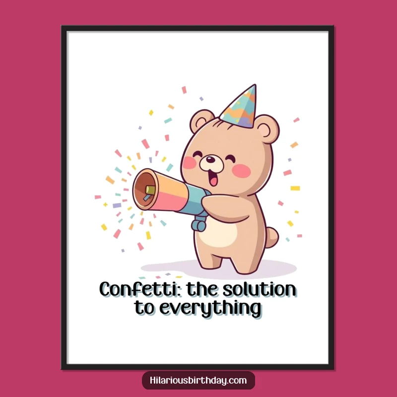 Funny Free Printable Wall Art: Kawaii Bear Confetti Blast - Cute Downloadable Decor