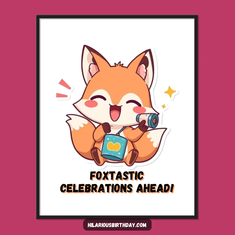 Free Printable Fox Wall Art: Funny Noisemaker Party Downloadable Decor