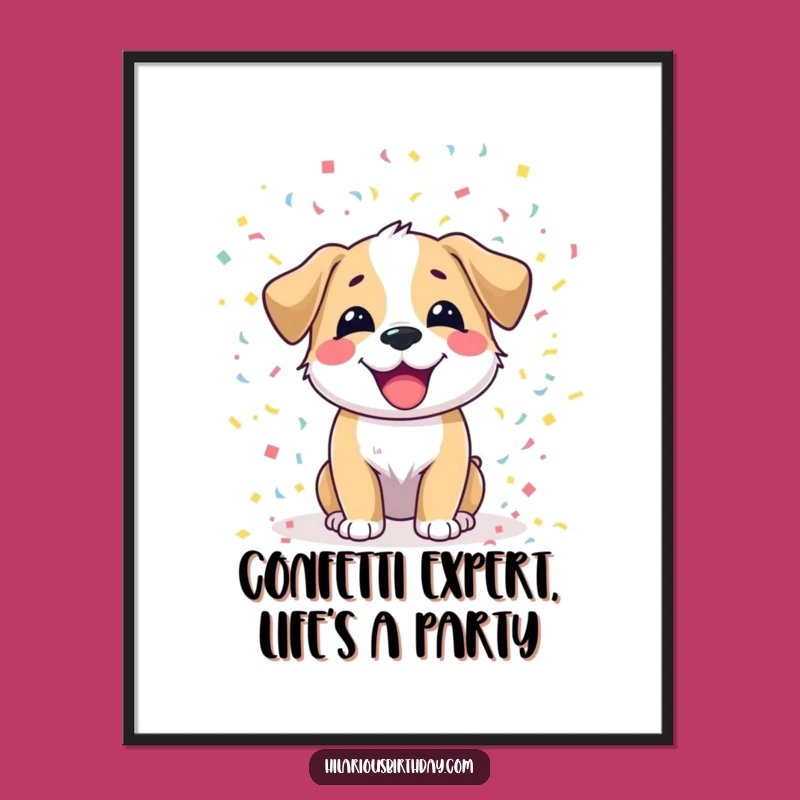 Free Printable Funny Dog Wall Art: Joyful Confetti Pup Downloadable Decor