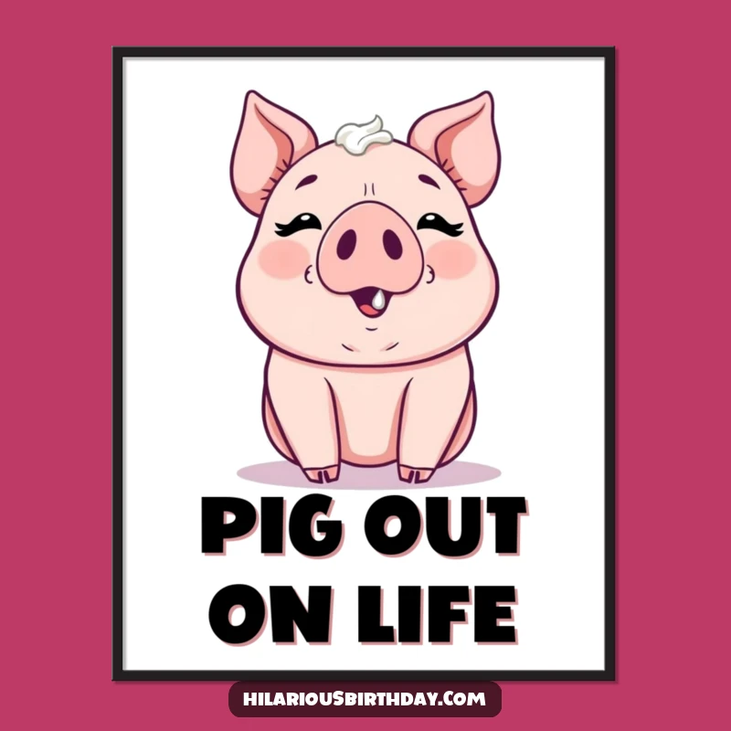 Free Printable Kawaii Pig Wall Art: Frosty Nose Pig Downloadable Decor