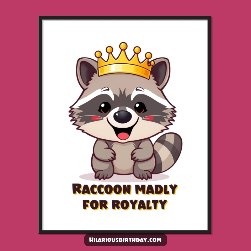 Free Printable Raccoon Wall Art: Funny Crown King Downloadable Decor for a Majestic Space