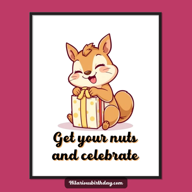 Free Printable Squirrel Wall Art: Giggling Gift Unwrapper Downloadable Decor